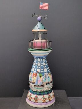 Jim Shore Shorelights Light House,A Beacon To Light The Way,Flower Basket & Star
